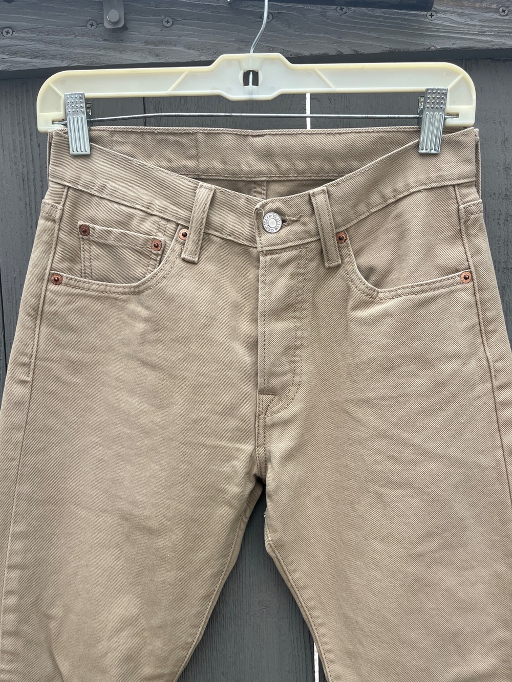 Levi’s 501 Straight Leg Denim Jeans Khaki Tan Size 28 x 32 RUNS SMALLER - Picture 2 of 8